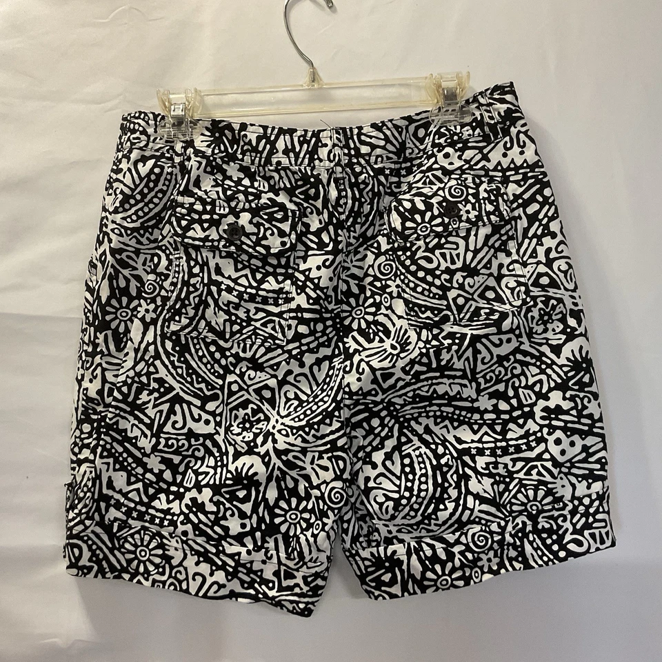 Women's Relativity Black & White 100% Cotton Shorts 12 - Image 4 of 4