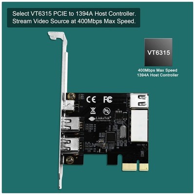 PCIE-1394A 4-Port FireWire 400 Expansion Card