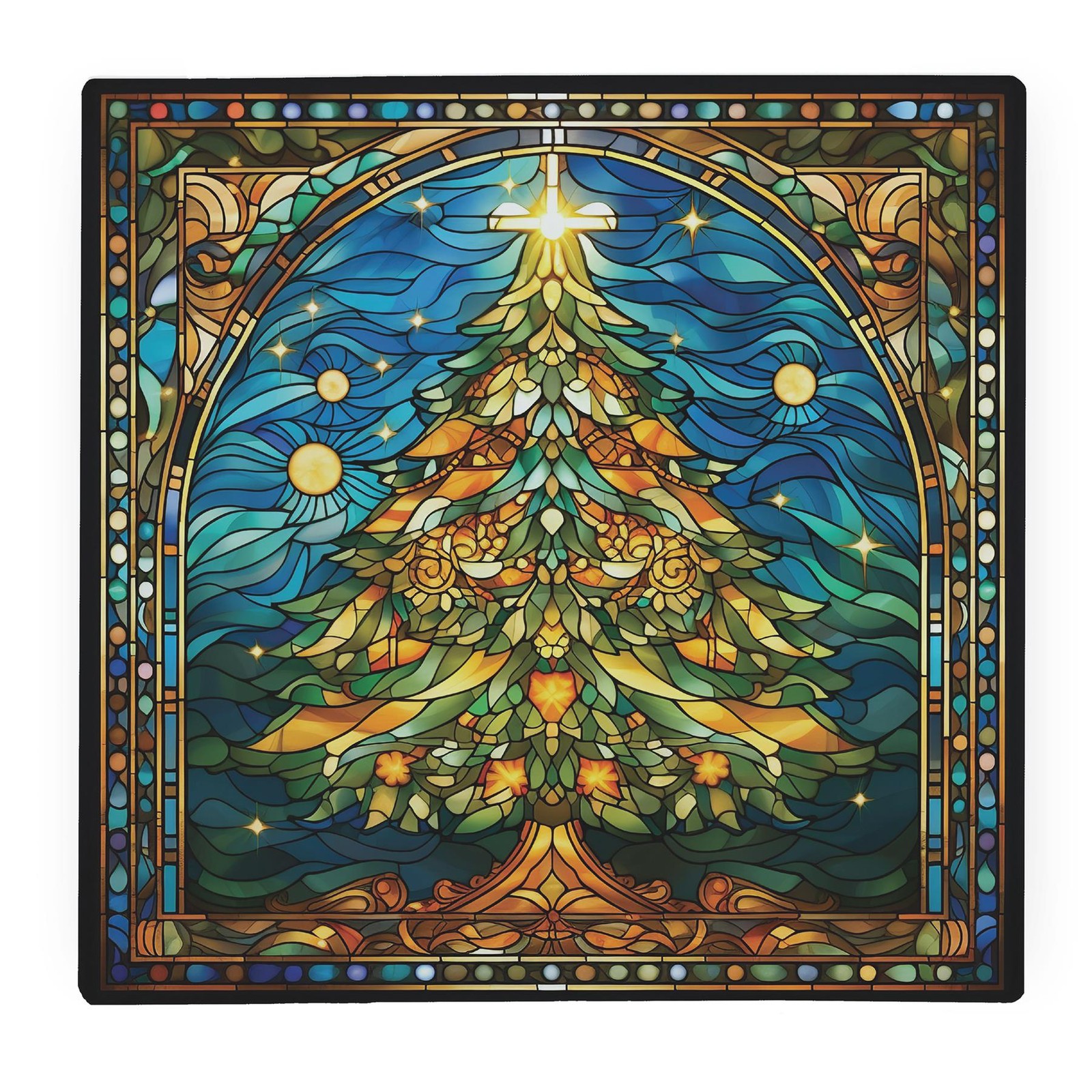 Stained Glass Kitchen Gifts - Christmas Tree Glass Worktop Protector/Trivet