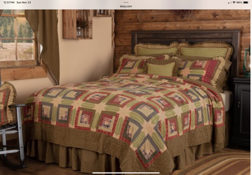 Tea Cabin Patchwork 10 Pc. Queen Size Quilt Set 100% Cotton. EXCELLENT!
