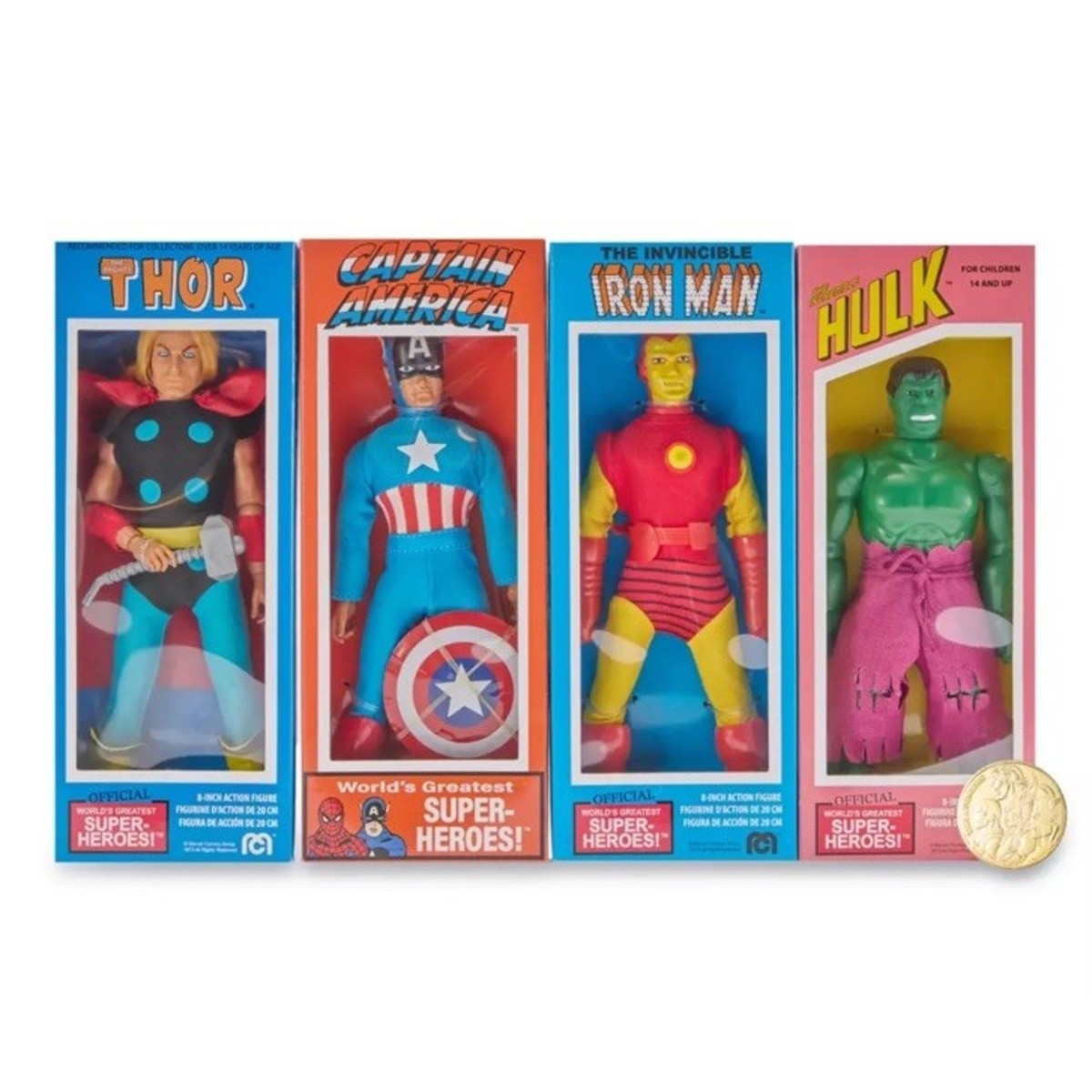 🔥2026 Mego Marvel Avengers 4 Pack Thor Hulk Captain America Iron