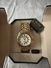 Vintage Seiko 5M62-0B58 Kinetic 100M Date Gold Tone Men’s Watch Serviced
