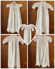 5 Antique White Child  s Nightgowns At About 30  Long Embroid Lace
