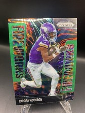2025 Panini Prizm - Fireworks Jordan Addison #8 Green Prizm