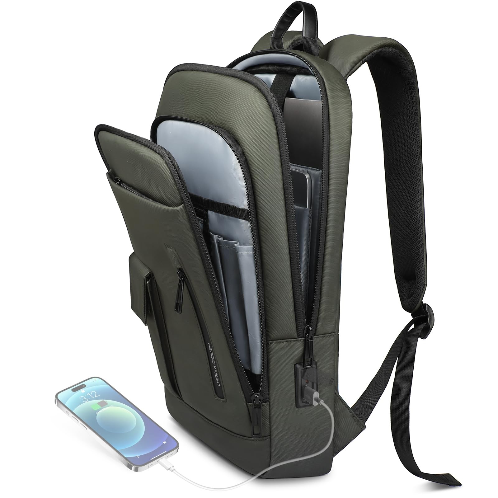 Slim Backpack for Men Women, 15.6 Inch Business Laptop Backpack with USB Char...
