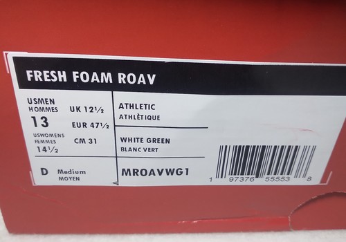 New Balance Mens Sz 13 Fresh Foam Roav MROAVWG1 White Green NEW With *Box - Picture 10 of 11