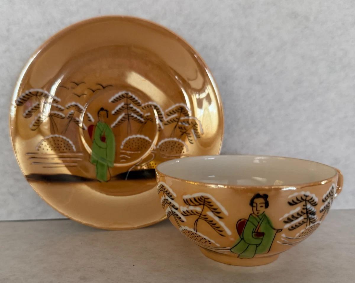 3時のお茶会天　リトグラフ Lithophane Cup In Collectible Japanese Teapots & Tea Sets (1900
