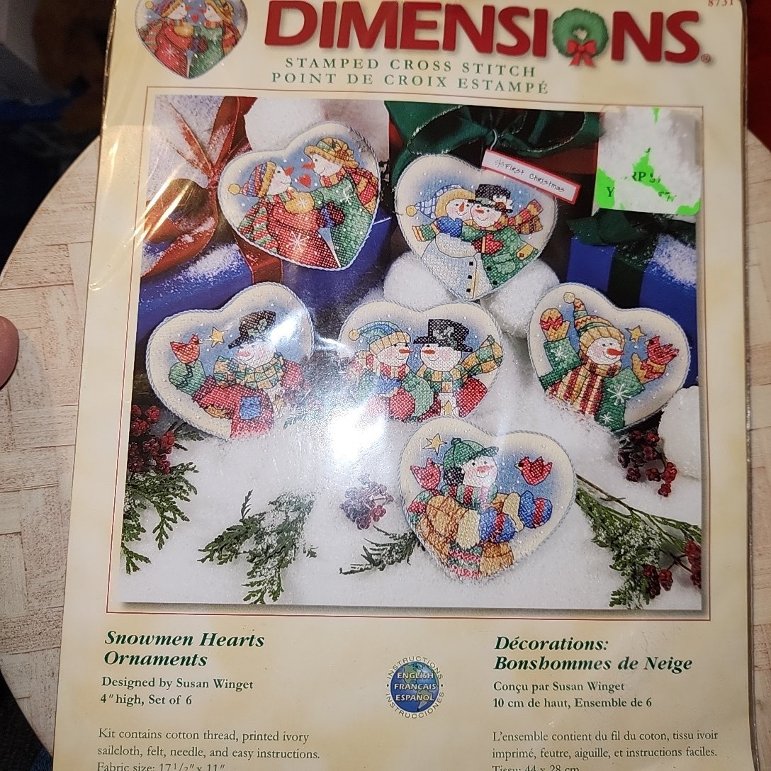 Kit Snowmen Hearts Ornaments Set Of 6 Christmas 8731