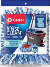O-Cedar EasyWring RinseClean Spin Mop Microfiber Refill, 1-Pack, Blue 1-Pack 