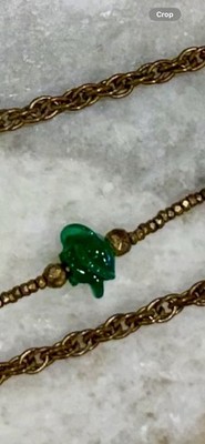 Stunning Miriam Haskell Triple Strand Green Glass Beads Necklace Rare