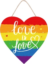 Pride Door Decorations LGBT Rainbow Decor - Love is Love Wall Sign Decorations -