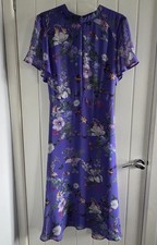 OASIS Fitzwilliam Purple/Floral/Butterflies/Birds Midi Dress - UK 12 - Exc Cond