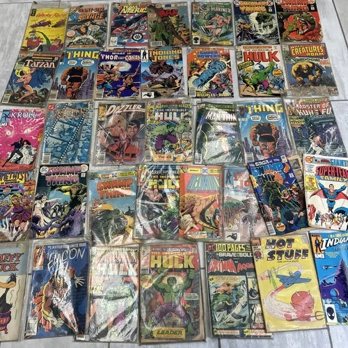 Lot Of 36 Vintage Silver Age Comics Superman, Hulk, Batman, Thor, Indiana Jones