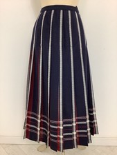 Vintage 1970s Echelon skirt REVERSIBLE pleated checked wool plaid swing kilt #V3