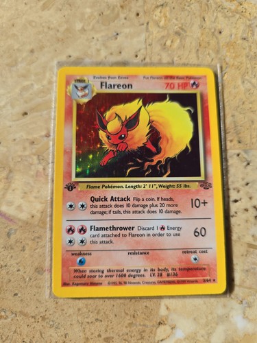 Pokemon TCG Flareon 1st Edition HOLO Jungle- Authentic & Excellent Condition 