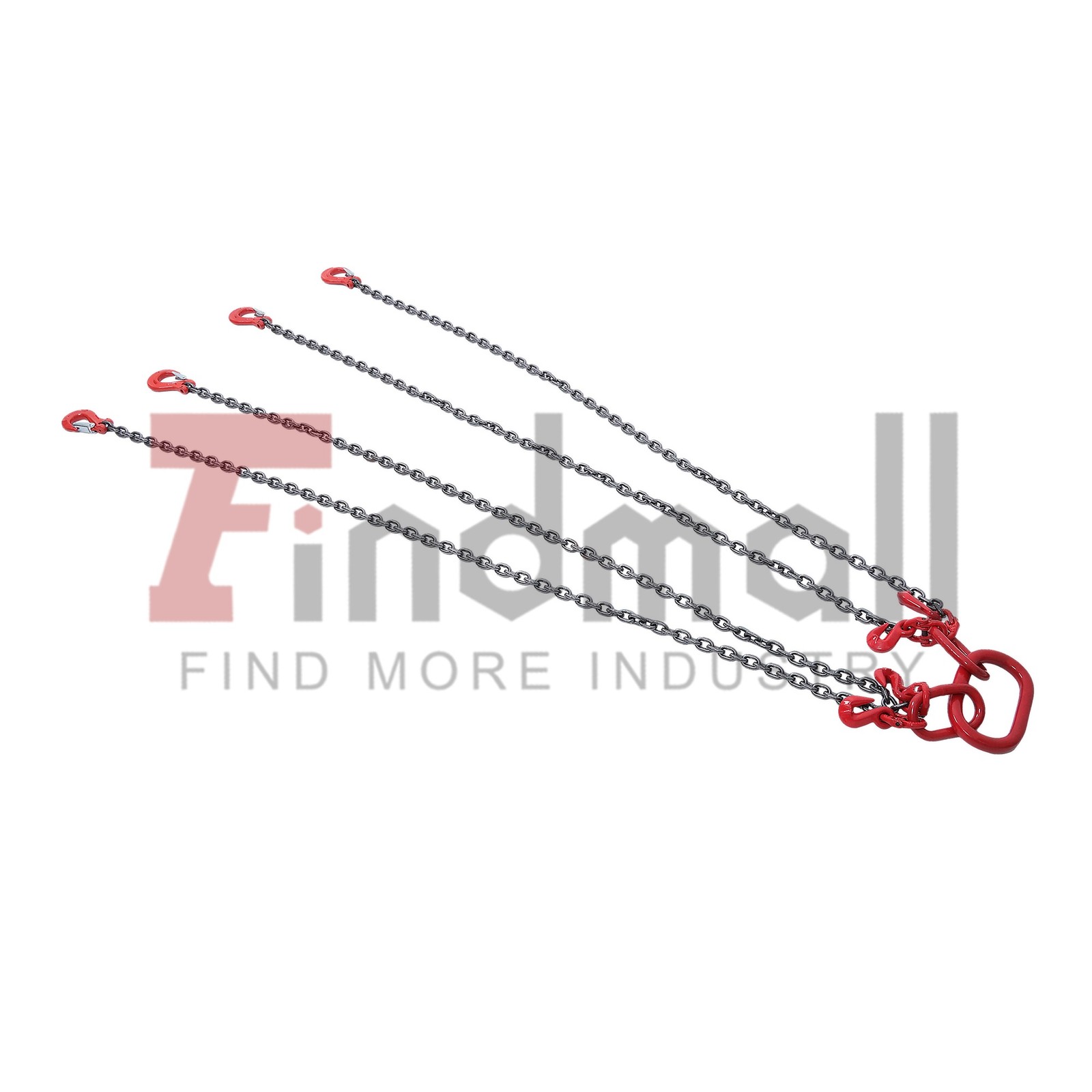 1/4inch 5Feet Chain Sling 4 Legs with Grab Hooks 3Tons/6600lbs Capacity G80 Red