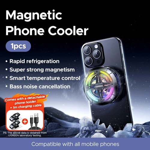 UGREEN Enfriador Magnético para Teléfono 35dB 7 Hojas RGB Ventilador Silencioso Juegos iPhone Android - Imagen 7 de 7