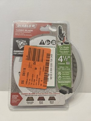NEW DIABLO 4-1/2 in. Turbo Diamond Masonry Cut-Off Blade-115mm- DDD045TUR101C