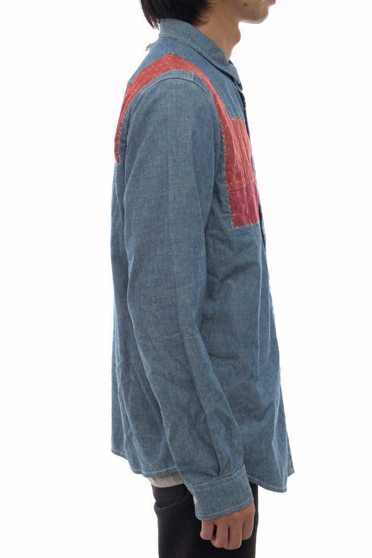 Visvim GRANGER Shirt Chambray P.W. Patchwork Deni… - image 2