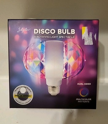 Dual-Sided Multicolor Pattern 360° Rotation Disco Ball Effect Light Bulb NEW