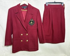 Rare Vintage Andrea Jovine Wool Blend Knit Blazer Skirt Suit Set Sz 6 Med Button
