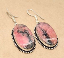 Rhodonite 925 Silver Plated Earrings 2