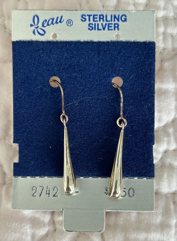 Vintage Beau Sterling Silver Drop Dangle Earrings