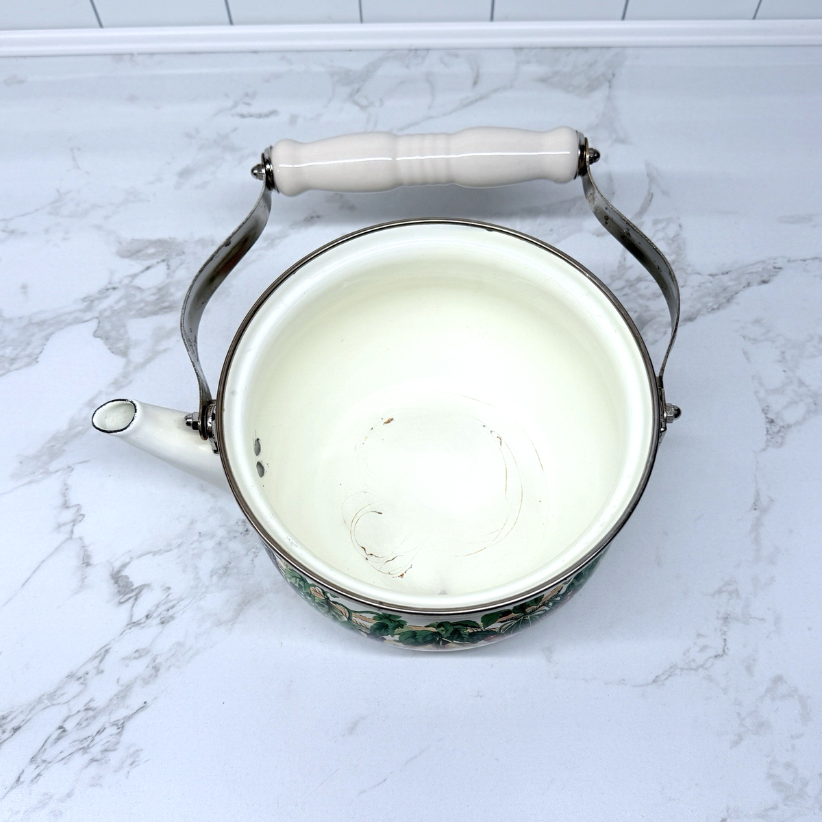 VTG 80s Tabletops Unlimited Kensington Garden Tea Pot Kettle Fruit