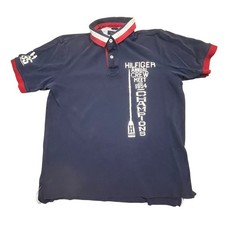 Tommy Hilfiger Trim Fit Polo Shirt Men  s XL Navy Red White Logo