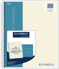 Cambridge Notebook, Business Notebook, 11" X 8.5", 70 Sheets, Quad Ruled, Wir...