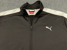 Puma Full Zip Track Jacket Front Pockets Adult XL Black/White Long Sleeve