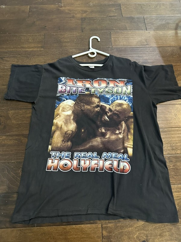 Vintage 90’s XL Mike Tyson Evander Holyfield Rap Tee Style “Just Bite It”