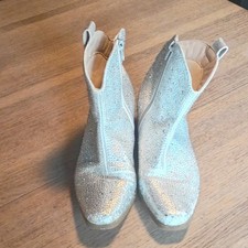 Dream Pairs Silver Glitter Ankle Bootie Zip Closure Pointed Toe Womens US 5