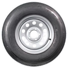 Mounted Radial Trailer Tire and Rim ST205/75R14 LRD 14X5.5 5-4.5 Silver Modular