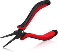 SPEEDWOX 5.5 Inch Thin Flat Needle Nose Pliers 5.5", Red&black Smooth Jaw 
