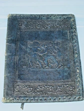 Antique Cherubim Angels Hand Tooled  Embossed Leather Book Cover ~ Made in Italy