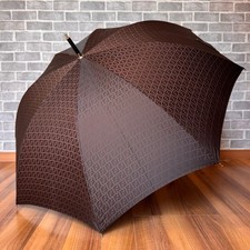 FENDI Zucca Pattern Long Umbrella Italy Made Dark Brown Fashion Accessory