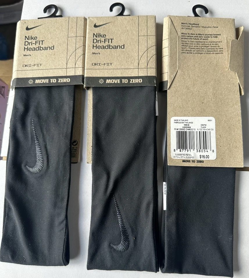 Nike Unisex Hombre y Mujer Dri-Fit Cabeza Seca Corbata Diadema Gris/Negro NUEVO Foto 4 de 4