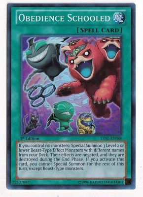 YuGiOh Obedience Schooled LVAL-EN088 1st Edition Super Rare LP