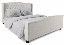 Englisches Ehebett Chesterfield Bett Polsterbett Kopfteil 180x200cm Doppelbett