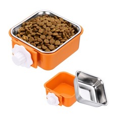 Crate Dog Bowl Square Pet Feeder Bowl Orange 11.1oz