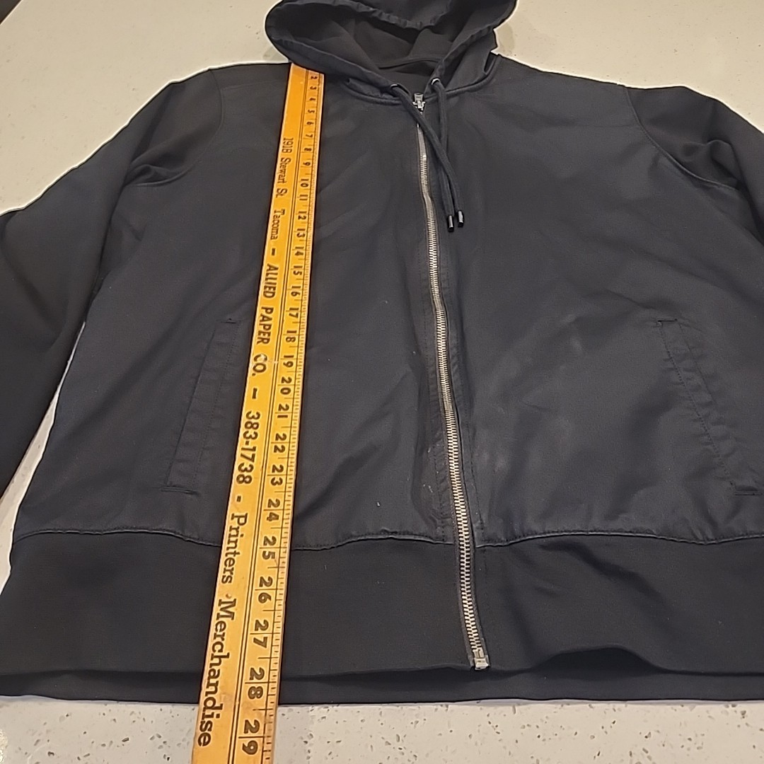 Gap Windbreaker Solid Black Zip Up XLarge Hooded … - image 6