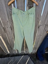Rare 70s Green And White Plaid Levi  s 30  Waist High Waisted Picnic
