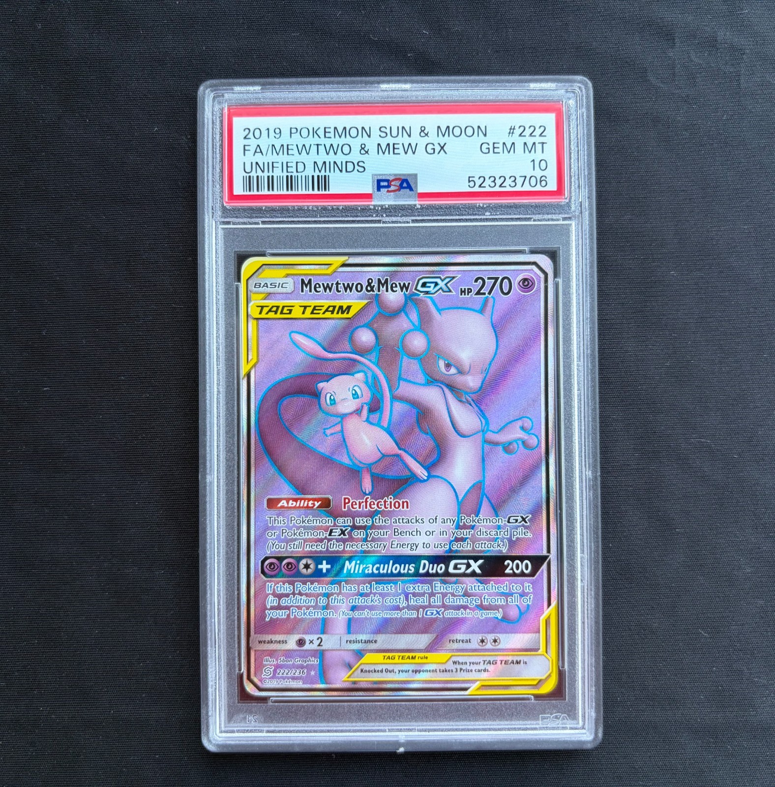 Mewtwo & Mew GX 2019 Sun & Moon: Unified Minds #222/236 Holo (Full