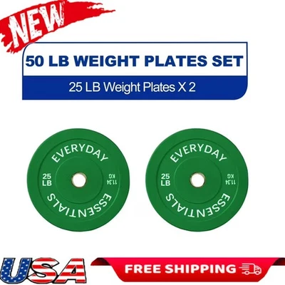 Olympic Bumper Plates 25 Lbs Pair High Density Rubber Weight Plates Gym Use