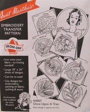 Aunt Martha's 4007 ONCE UPON A TREE Leaf Pinecone Embroidery Transfer Pattern