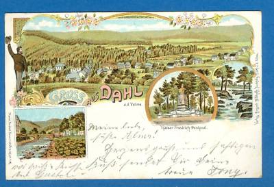 Dahl a.d. Vollme, Farb-Litho, 1900