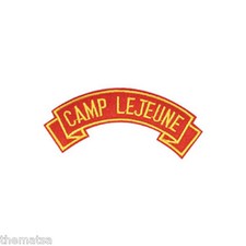 MARINE CORPS CAMP LEJEUNE   MILITARY EMBROIDERED USMC RED SHOULDER ROCKER PATCH