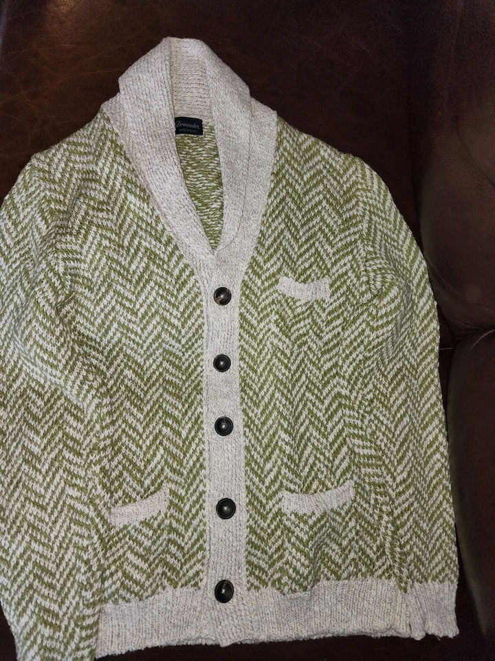 Drumohr 61% Cotton 39% Linen Herringbone Cardigan Sweater 48 S / M Italy $750 - Image 4 of 4