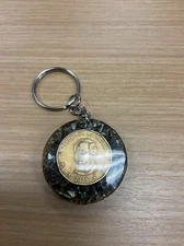 Dominican Republic Encased Coin Keychain Key Chain Padre De La Patria 2005